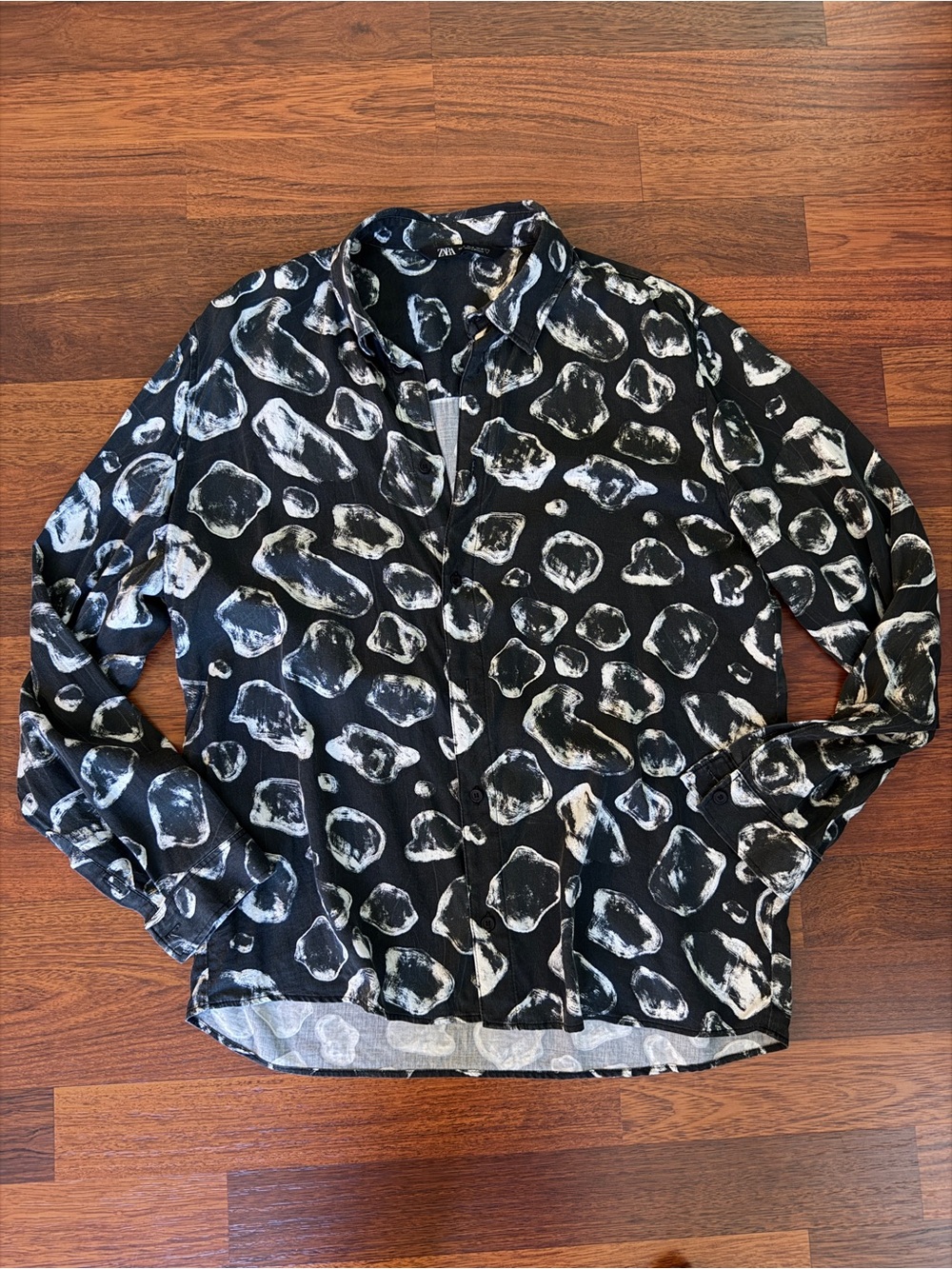 Zara Black & White Abstract Print Lightweight Shirt Jacket XL